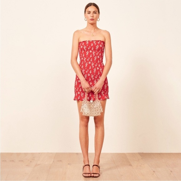 NWT Reformation Chantilly Floral Red Mini Dress Size S - Picture 6 of 13